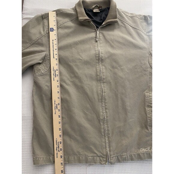 Y2K Bomber Jacket O’Neill Men’s Large Full Zip Tan Chore Outdoor Work Lined - Picture 9 of 12